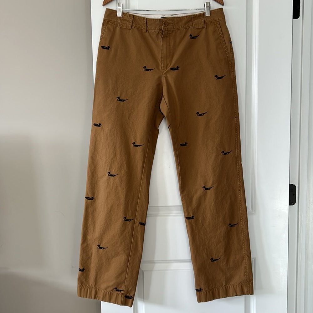 L.L. Bean Cognac Brown Chinos Pants w Ducks Embroidery Size 35 34 RARE FIND! - Picture 5 of 13